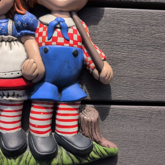 Vintage Raggedy Ann and Andy Ceramic Wall Plaque Wall Hanging - Picture 4 of 6